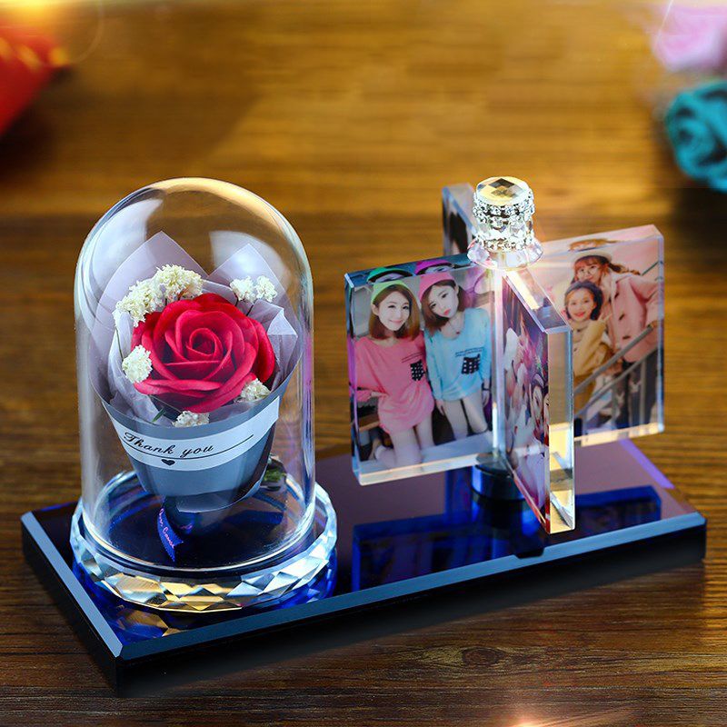 personalized rose photo lamp