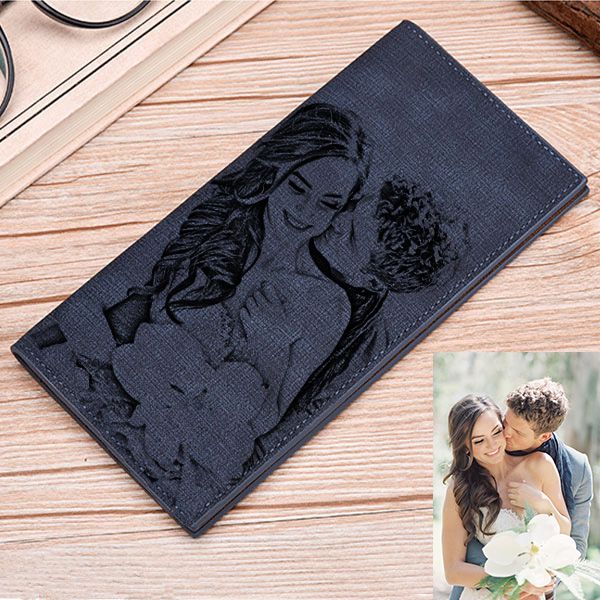 Personalized Photo Bifold Vertical Long Wallet