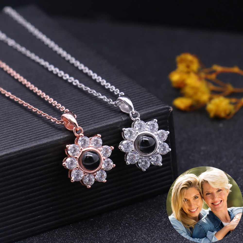 sunflower photo projection necklace